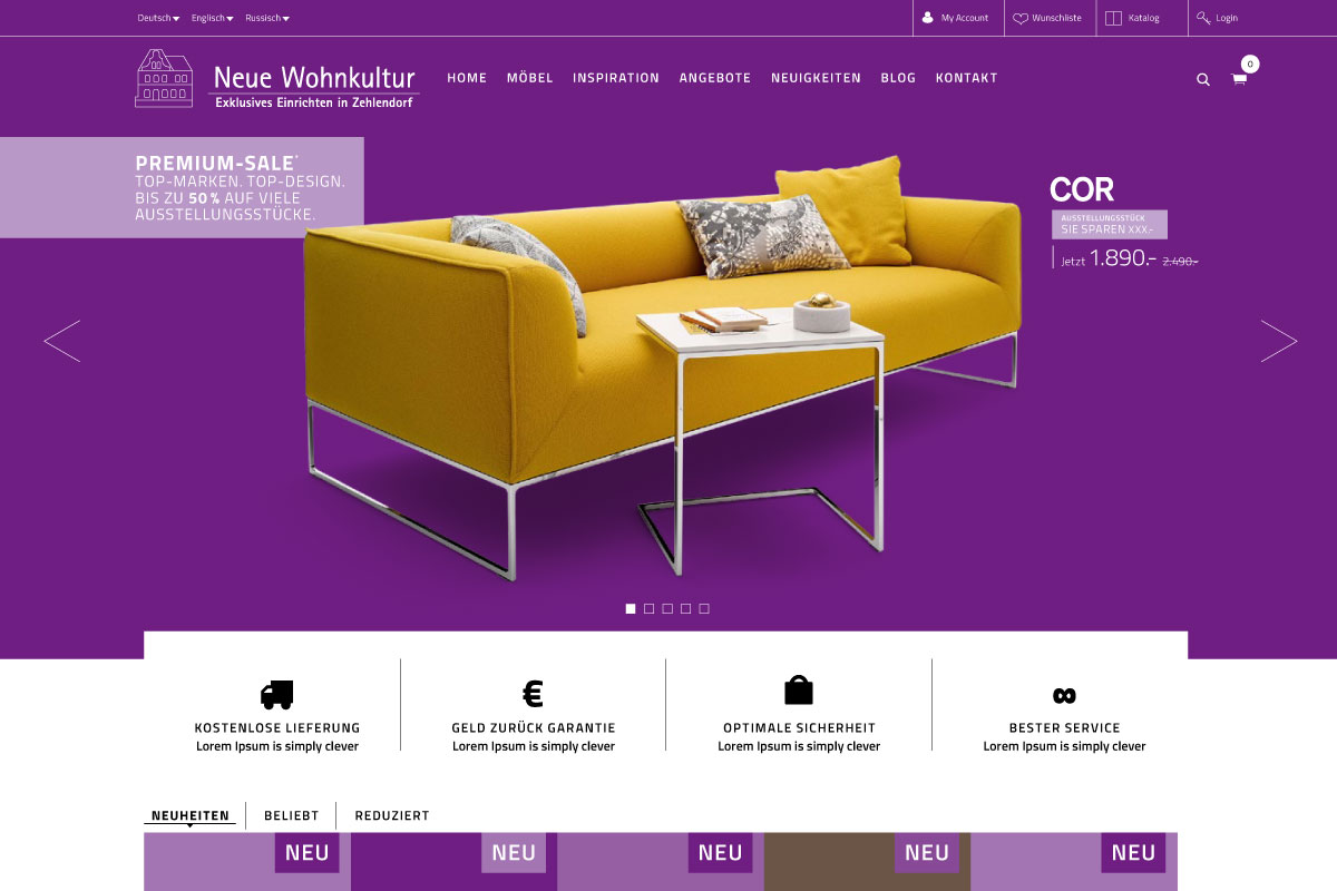 Möbelhandel, Erscheinungsbild, Website